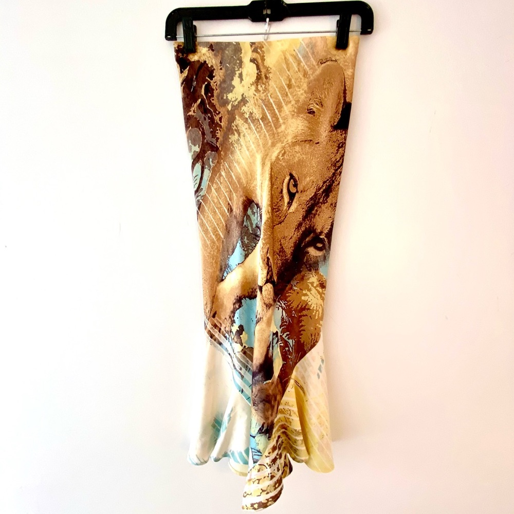 RARE, COLLECTOR’S EUC ROBERTO CAVALLI SILK TROPICAL FITTED FISHTAIL SKIRT - Picture 3 of 16